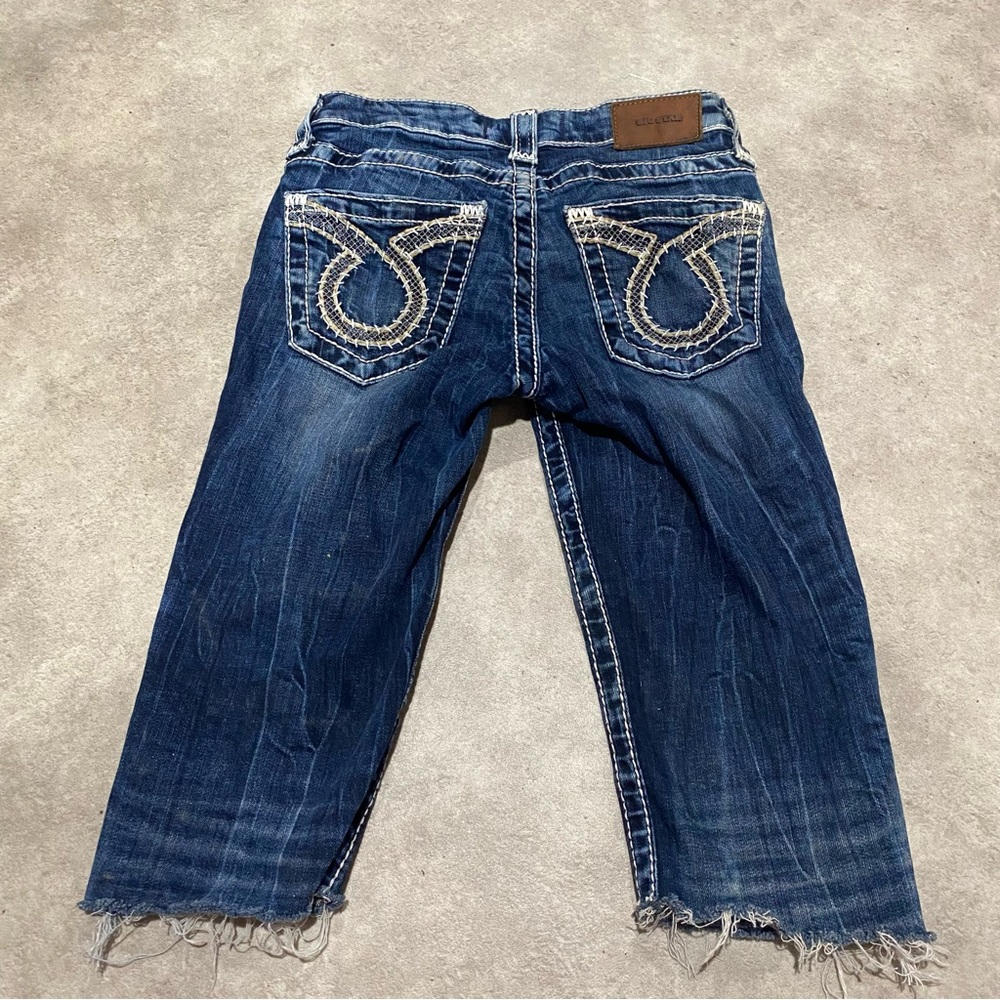Big Star Y2K Low Rise Classic Blue Capri Jeans Embroidered Pockets Sz 24 - Picture 5 of 5